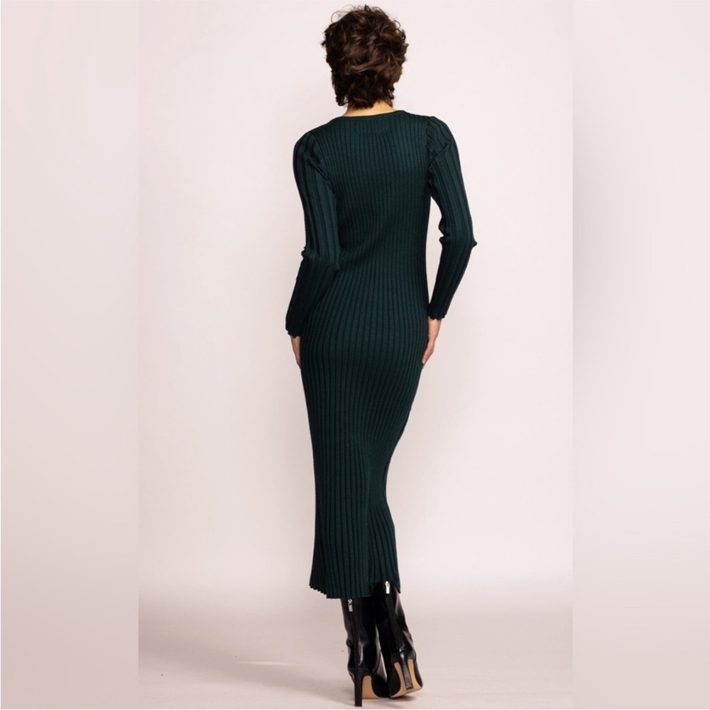 Dark Green RibKnit Bodycon Midaxi Dress (Pink Martini - The Ava Sweater Dress) - Picture 3 of 10